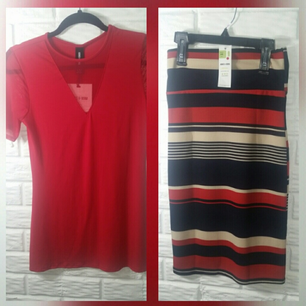 Agnes and Dora XS Bundle Sheer V-neck & pencil